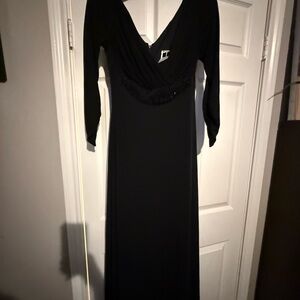 Neiman Marcus Black Long Sleeve Gown
